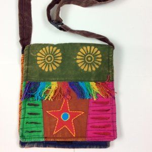 NEW Vintage Inspired Boho Handbag Green Flower